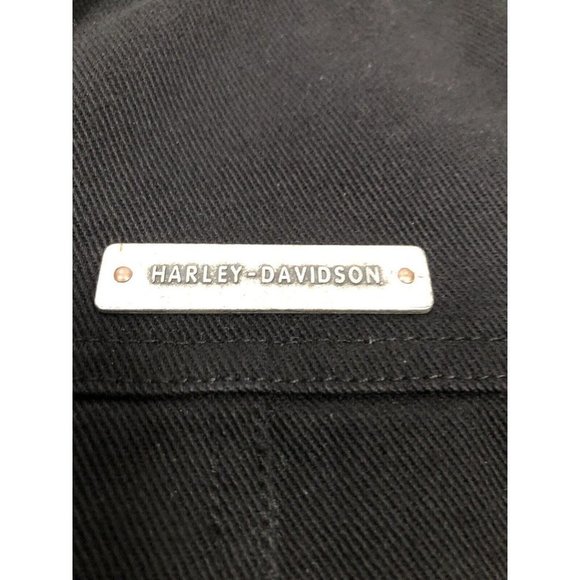 HARLEY Davidson womens black denim jacket sz XL Pockets, Zipper Arms, Embroidery - Picture 5 of 11